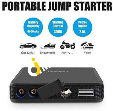 Pushidun Car Jump Starter 6000Mah 400A 12V Auto Battery Jumper Booster With Led Flashlight 3 Modes